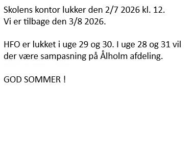 Sommerferielukning skolens kontor 2026